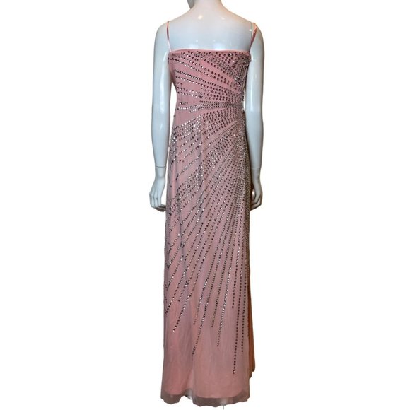 Cache Women Gorgeous Strapless Beaded Long Maxi Dress Front Slit Pink Size 8 - Picture 2 of 11